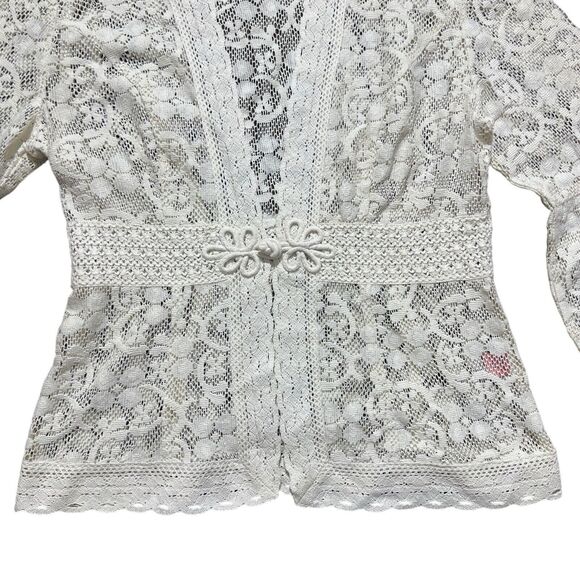 Bandolino Lace Crotchet Cardigan Sweater Romantic Preppy Sz 8 - Picture 6 of 16
